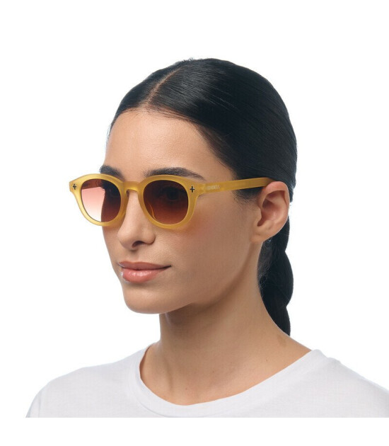 Okkia Milano Unisex G&uuml;neş G&ouml;zl&uuml;ğ&uuml; Sarı / Lens: Kahverengi Gradyan