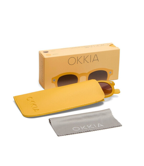 Okkia Milano Unisex G&uuml;neş G&ouml;zl&uuml;ğ&uuml; Sarı / Lens: Kahverengi Gradyan