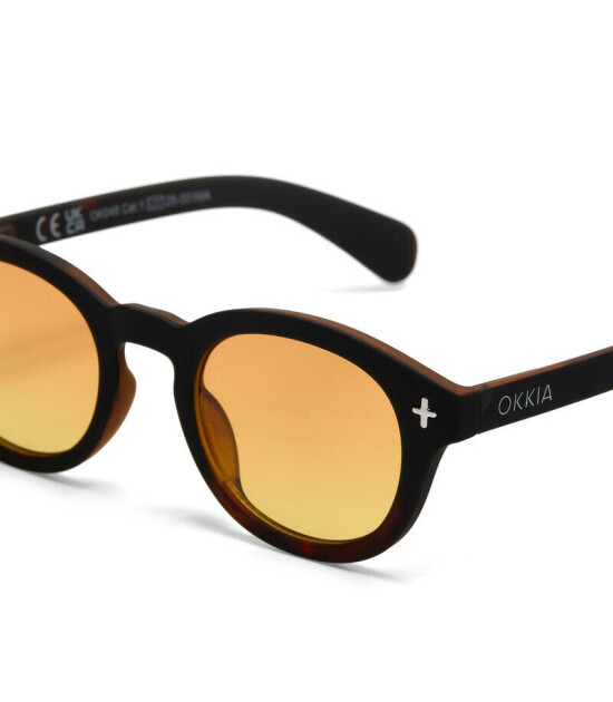 Okkia Milano Unisex G&uuml;neş G&ouml;zl&uuml;ğ&uuml;Siyah Havana / Lens : Sarı