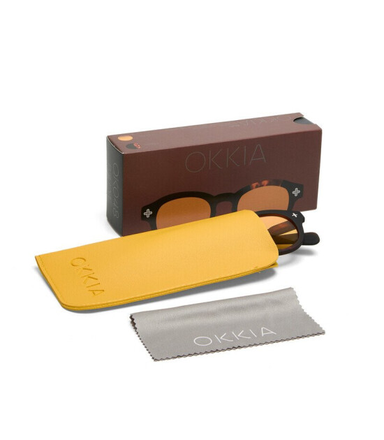 Okkia Milano Unisex G&uuml;neş G&ouml;zl&uuml;ğ&uuml;Siyah Havana / Lens : Sarı