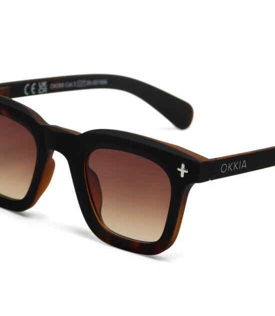 Okkia Firenze Unisex G&uuml;neş G&ouml;zl&uuml;ğ&uuml; Siyah Havana / Lens: Kahverengi Gradyan
