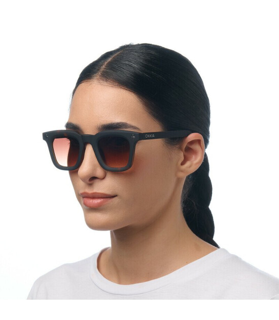 Okkia Firenze Unisex G&uuml;neş G&ouml;zl&uuml;ğ&uuml; Siyah Havana / Lens: Kahverengi Gradyan