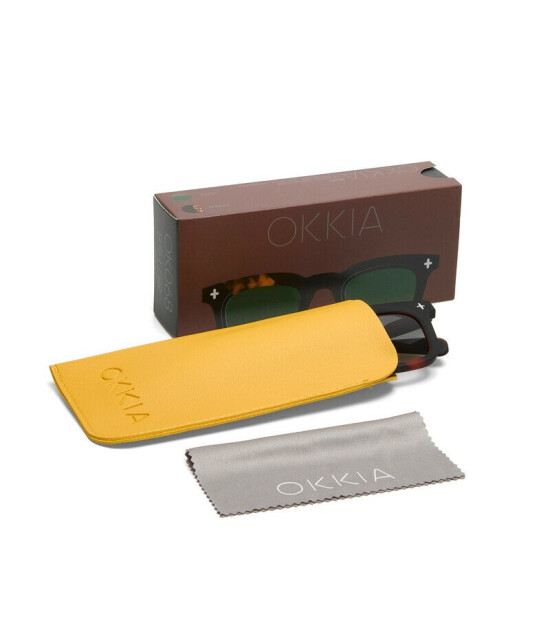 Okkia Firenze Unisex G&uuml;neş G&ouml;zl&uuml;ğ&uuml; Siyah Havana / Lens: Yeşil Gradyan