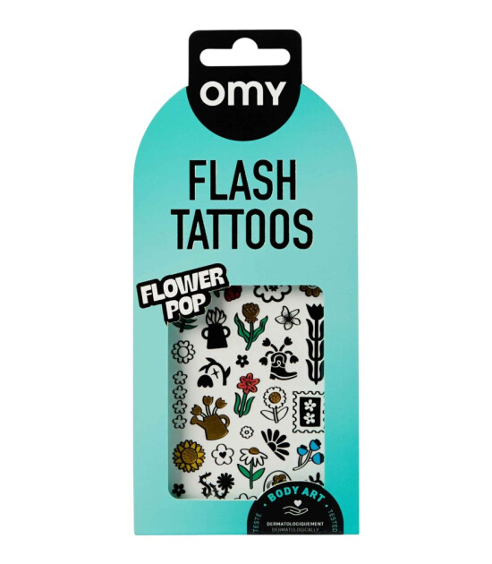 OMY Flash Tattoos Mini Ge&ccedil;ici D&ouml;vme Seti // Flower Pop