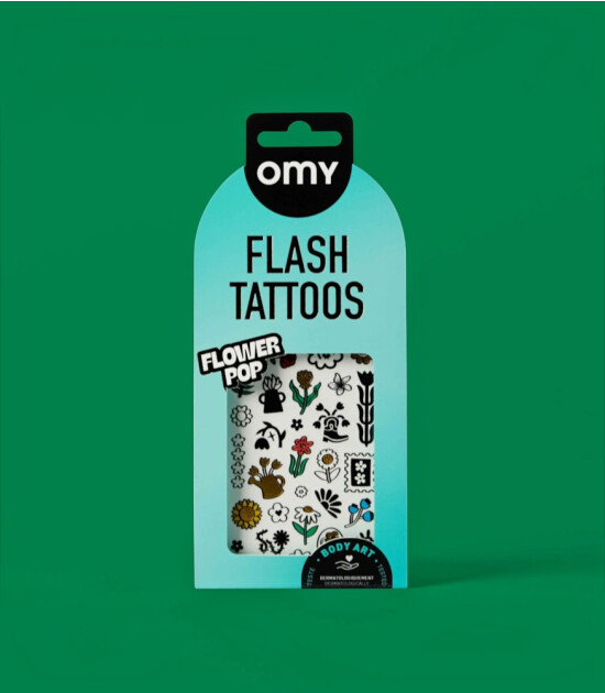 OMY Flash Tattoos Mini Ge&ccedil;ici D&ouml;vme Seti // Flower Pop