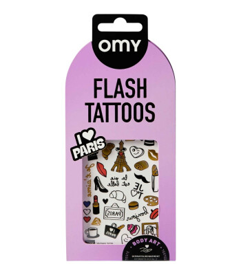 OMY Flash Tattoos Mini Ge&ccedil;ici D&ouml;vme Seti // I Love Paris