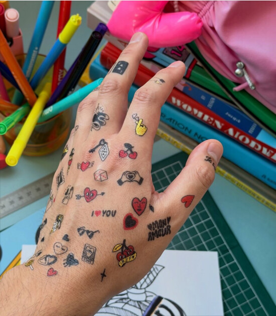 OMY Flash Tattoos Mini Ge&ccedil;ici D&ouml;vme Seti // Flower Pop