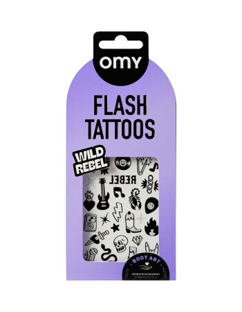 OMY Flash Tattoos Mini Ge&ccedil;ici D&ouml;vme Seti // Wild Rebel