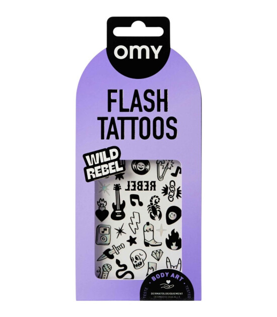 OMY Flash Tattoos Mini Ge&ccedil;ici D&ouml;vme Seti // Wild Rebel