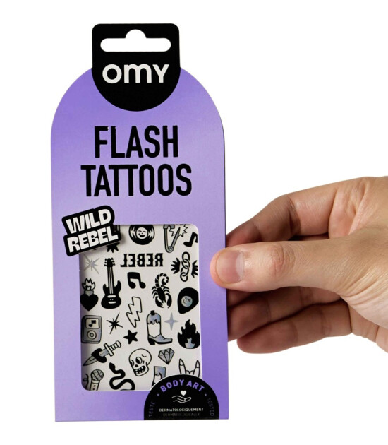 OMY Flash Tattoos Mini Ge&ccedil;ici D&ouml;vme Seti // Wild Rebel
