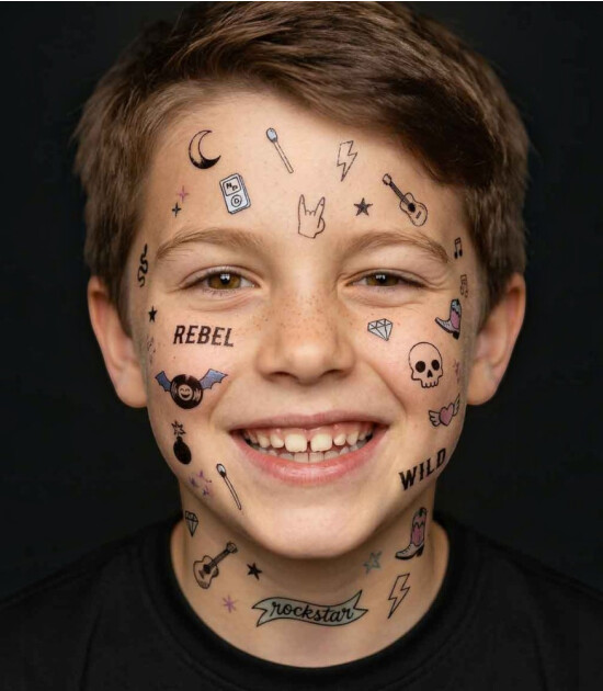 OMY Flash Tattoos Mini Ge&ccedil;ici D&ouml;vme Seti // Wild Rebel