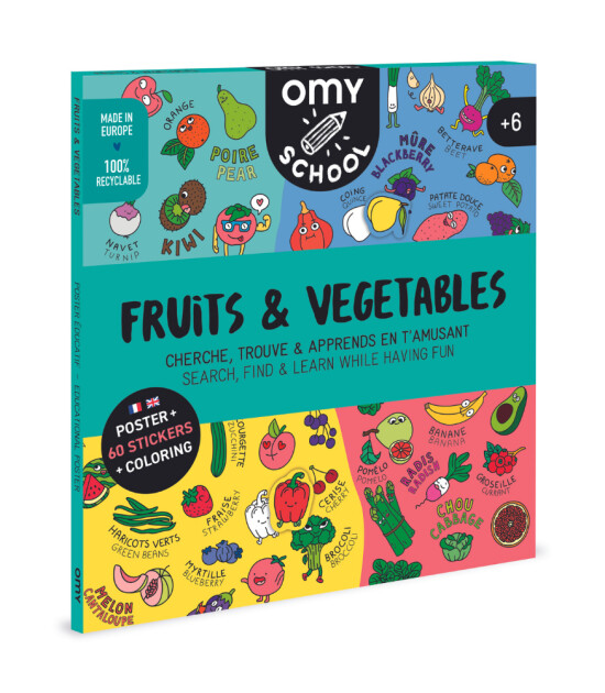 OMY School Eğitici Sticker Poster // Fruits & Vegetables