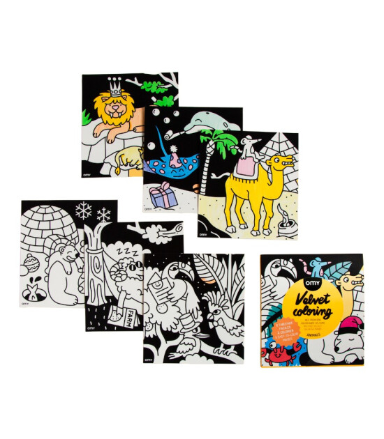 OMY Velvet Coloring Kadife Boya Kartları // Animals