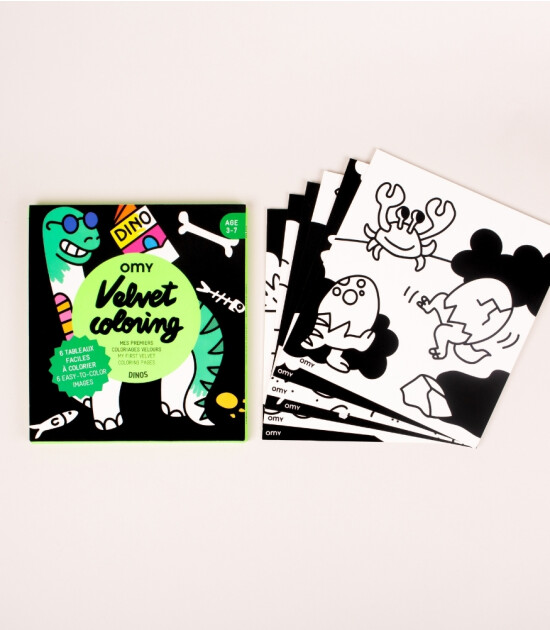 OMY Velvet Coloring Kadife Boya Kartları // Dino