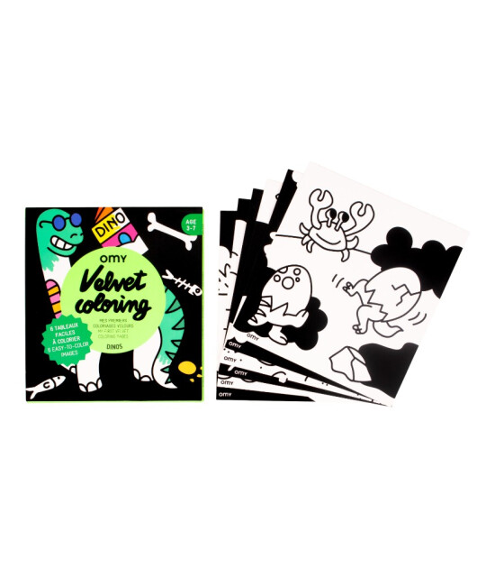 OMY Velvet Coloring Kadife Boya Kartları // Dino