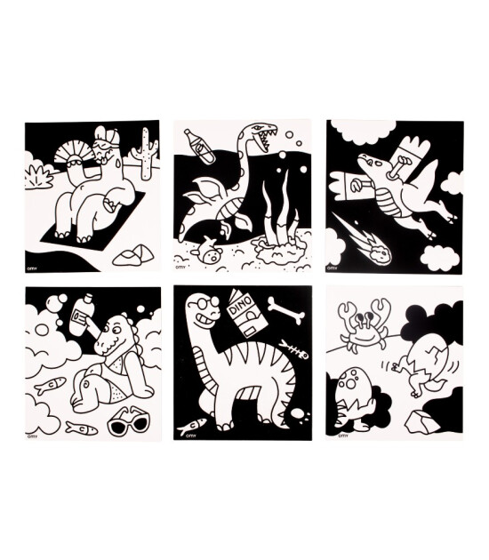 OMY Velvet Coloring Kadife Boya Kartları // Dino