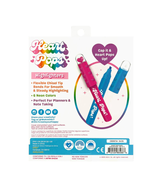 Ooly Heart Pops Neon Highlighter Seti (6 Adet)