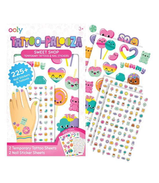 Ooly Tattoo Palooza Geçiçi Dövme & Tırnak Sticker Seti // Sweet Shop