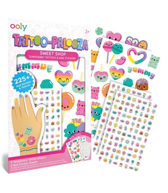 Ooly Tattoo Palooza Geçiçi Dövme & Tırnak Sticker Seti // Sweet Shop