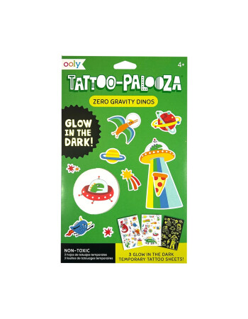 Ooly Tattoo Palooza Glow in the Dark Ge&ccedil;ici D&ouml;vme Seti - Zero Gravity Dinos