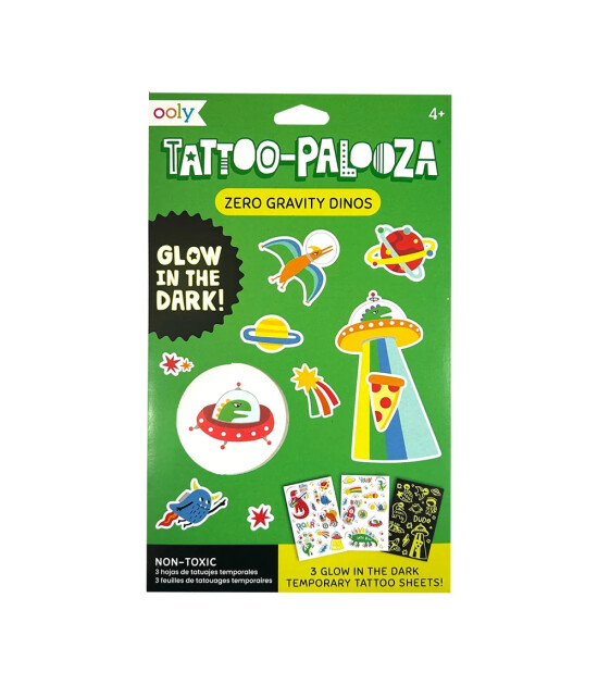Ooly Tattoo Palooza Glow in the Dark Ge&ccedil;ici D&ouml;vme Seti - Zero Gravity Dinos