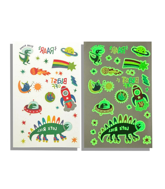 Ooly Tattoo Palooza Glow in the Dark Ge&ccedil;ici D&ouml;vme Seti - Zero Gravity Dinos