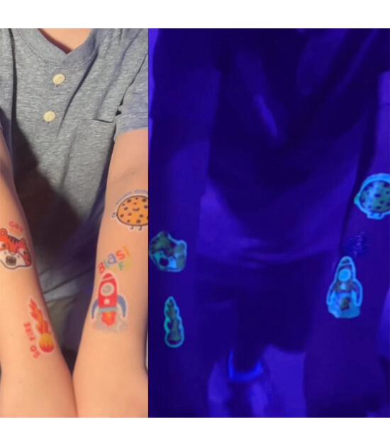 Ooly Tattoo Palooza Glow in the Dark Ge&ccedil;ici D&ouml;vme Seti - Zero Gravity Dinos
