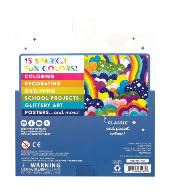 Ooly Rainbow Sparkle Simi Ke&ccedil;eli Kalem (15 Adet)