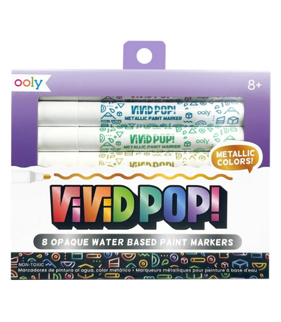 Ooly Vivid Pop! Su Bazlı Keçeli Kalem // Metalik (8 Adet)