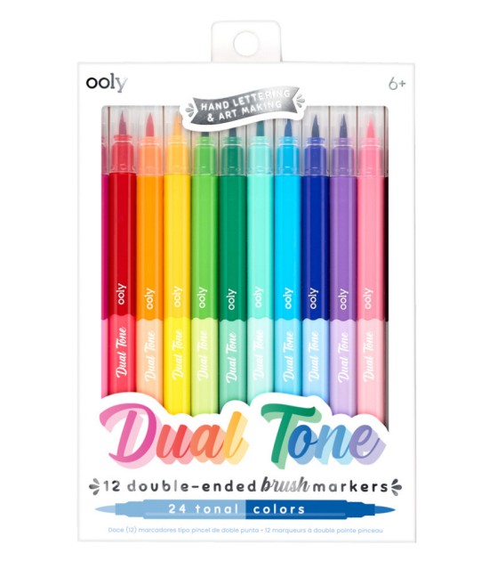 Ooly Dual Tone Fırça Uçlu Çift Taraflı Keçeli Kalem Seti (12 Adet-24 Renk)