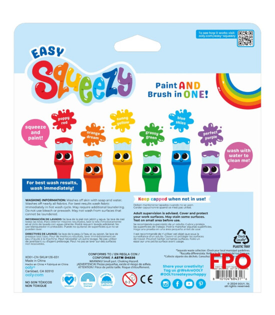 Ooly Easy Squeezy Sıkılabilir Fırça Uçlu Boya (6 Adet)