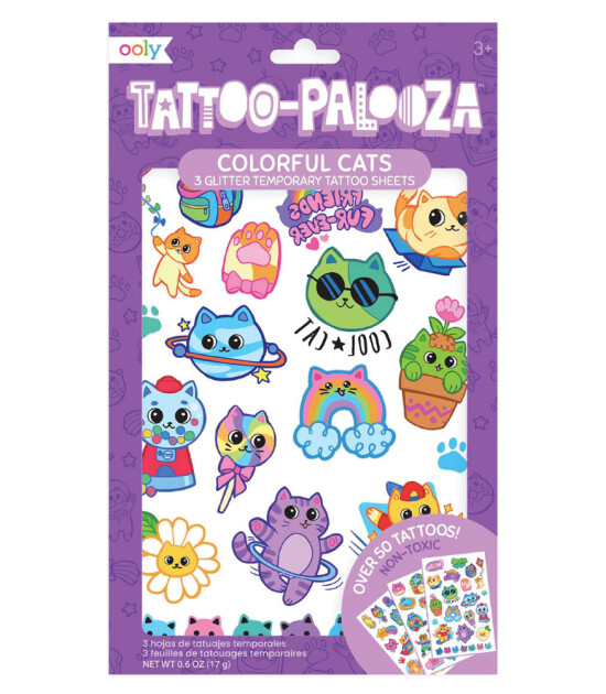 Ooly Tattoo Palooza Geçici Dövme Seti // Colorful Cats