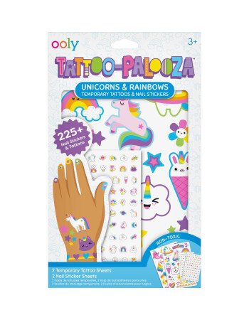 Ooly Tattoo Palooza Ge&ccedil;i&ccedil;i D&ouml;vme & Tırnak Sticker Seti // Unicorns & Rainbows