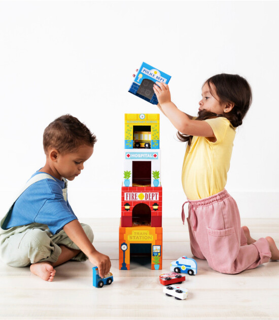 Ooly Stackables Karton Blok Oyun Seti // Busy City