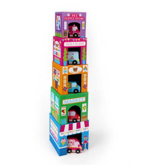 Ooly Stackables Karton Blok Oyun Seti // Rainbow Town