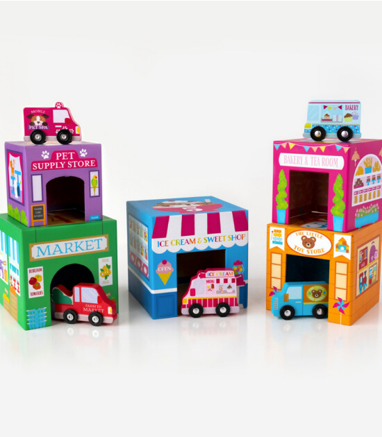 Ooly Stackables Karton Blok Oyun Seti // Rainbow Town