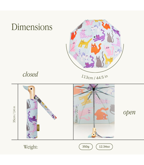 Original Duckhead Duck Kompakt Şemsiye // Arty - Cats Ice