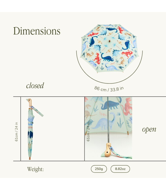 Original Duckhead Duck ODH x Meri Meri Çocuk Şemsiye // Dinosaur Kingdom