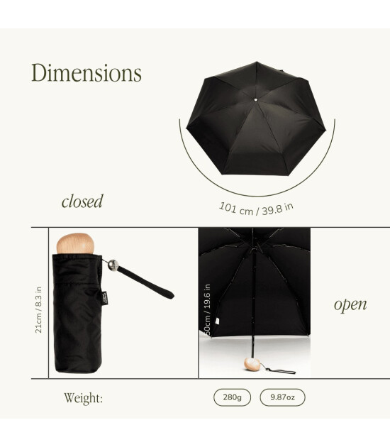 Original Duckhead The Mini Ultra Kompakt Şemsiye // Siyah