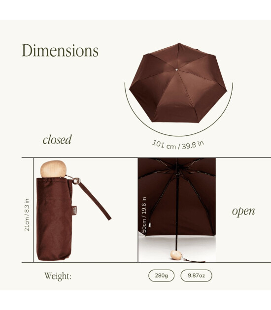 Original Duckhead The Mini Ultra Kompakt Şemsiye // Espresso