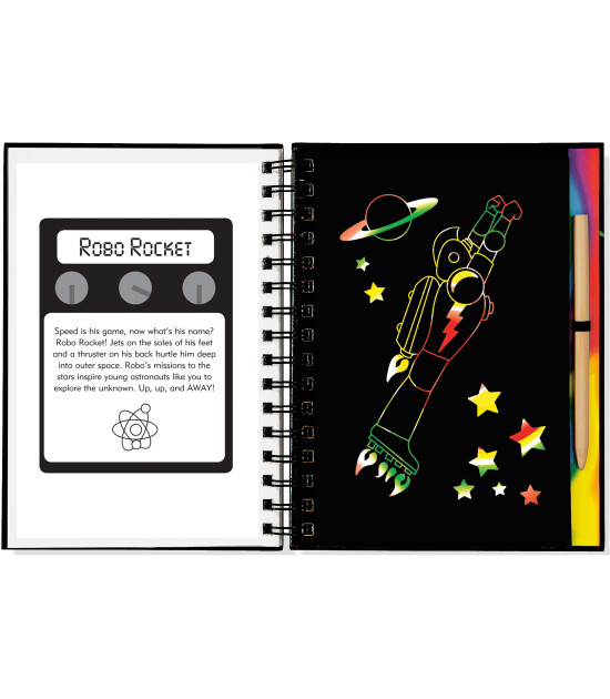Peter Pauper Press Scratch & Sketch Kazı Öğren Kitap // Robots