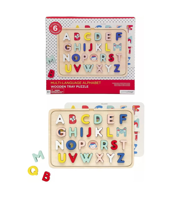 Petit Collage Ahşap Yapboz // Multi Language Alphabet