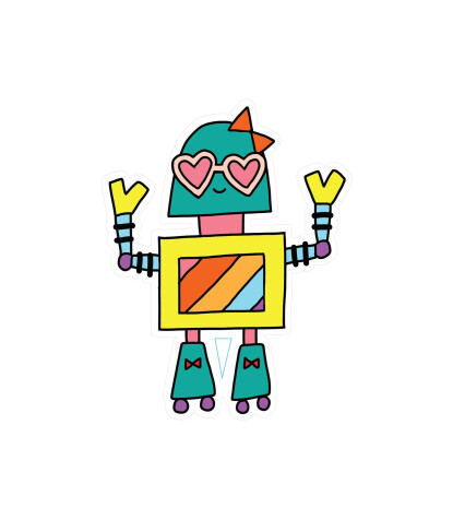 Pipsticks Vinyl Sticker // Roller Skate Robot