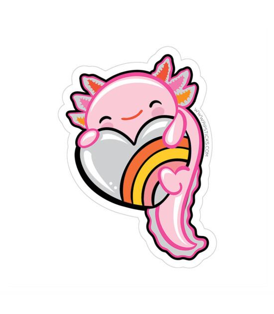 Pipsticks Vinyl Sticker // Axolotl Love In My Heart