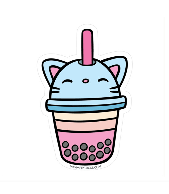 Pipsticks Vinyl Sticker // Boba Kitty