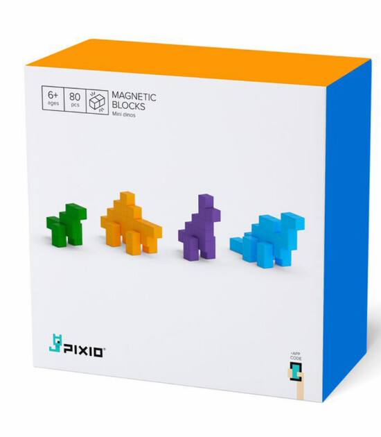 Pixio İnteraktif Mıknatıslı Manyetik Blok Oyuncak // Mini Dinos (80 Parça)