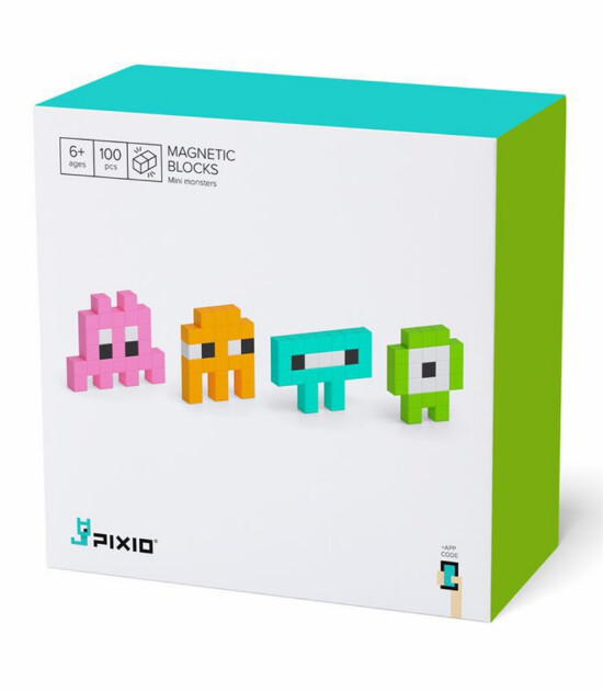 Pixio İnteraktif Mıknatıslı Manyetik Blok Oyuncak // Mini Monsters (100 Parça)