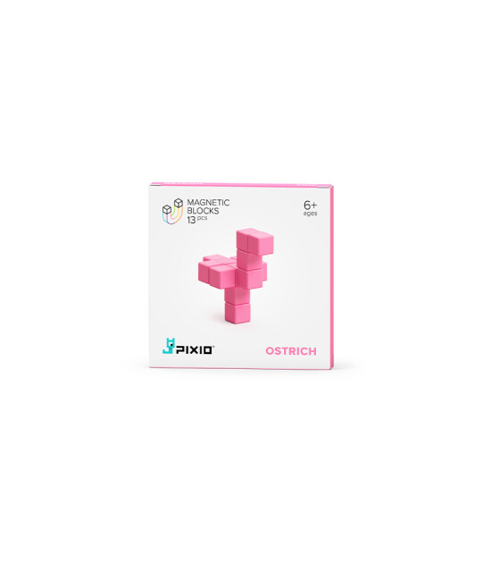 Pixio İnteraktif Mıknatıslı Manyetik Blok Oyuncak // Pink Ostrich (13 Parça)