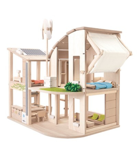 Plantoys Ahşap Green Dollhouse with Furniture