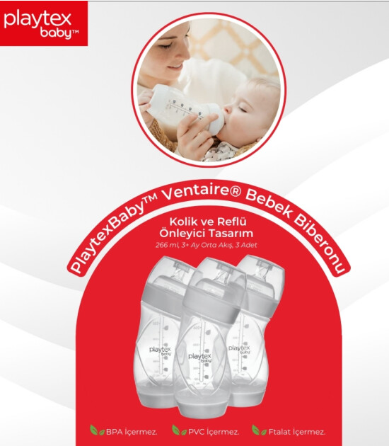 Playtex Baby Nurser YenidoğanAnti Kolik Bebek Biberon & Liners Seti (118 ml) // 3 Biberon